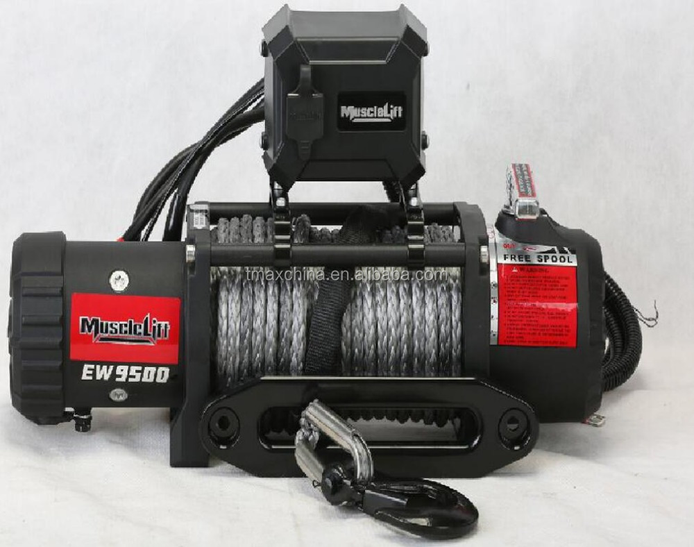 T-MAX Musclelift электрическая Водонепроницаемая Лебедка 9500 фунтов с синтетическим тросом