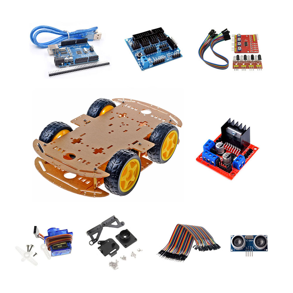 4WD DIY умный робот автомобиль Starter Kit отслеживания обходом препятствий умный автомобиль DIY kit