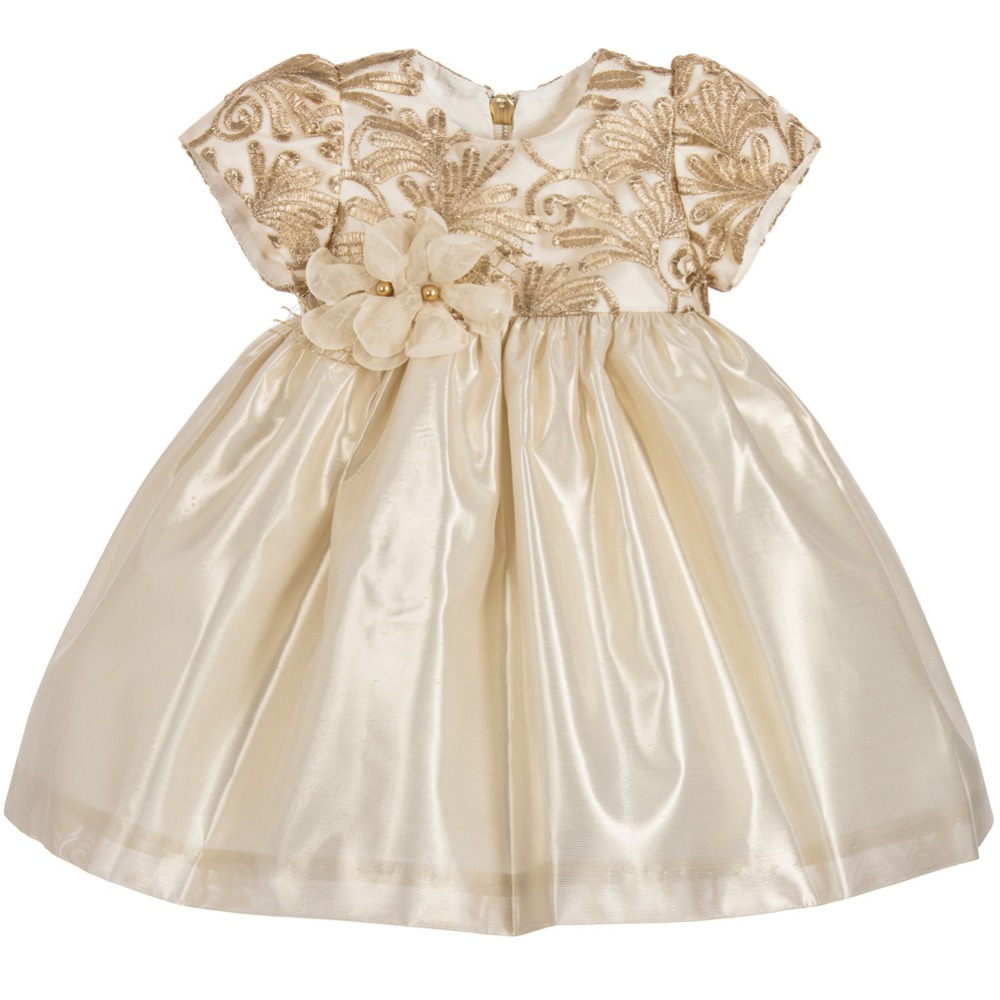 Marvelous Champagne embroidered organza short Sleeves A line Flower Girl Dresses With Lace Appliques