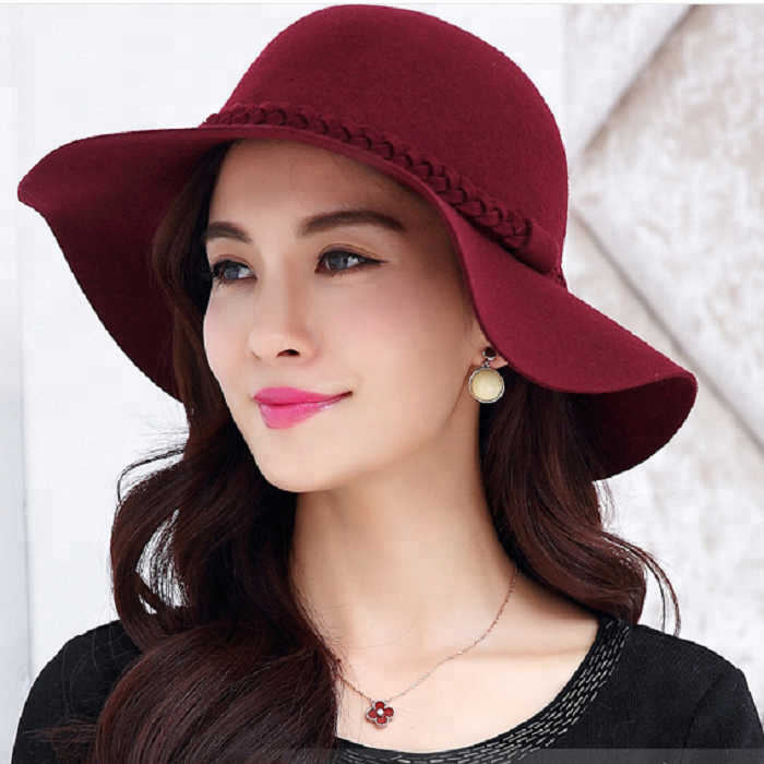 Женская большая широкополая фетровая шляпа с бантиком Fedora Floppy Wool Hat online