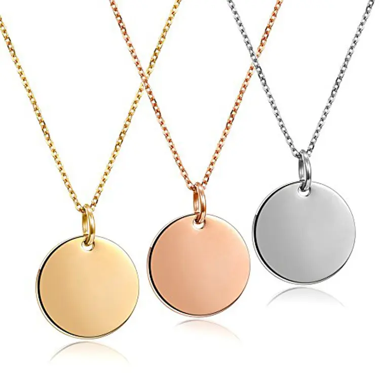 Olivia Stainless Steel DIY Personalized Round Disc Necklace Pendant