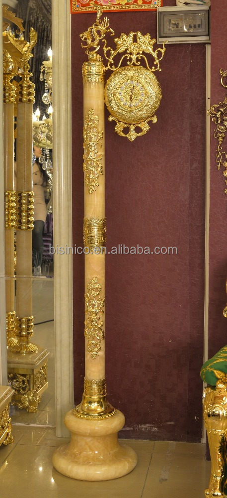 Onyx Tube Hanging Floor Clock, New Design Copper Clock, Home Decoration Art Gold Royal Clock