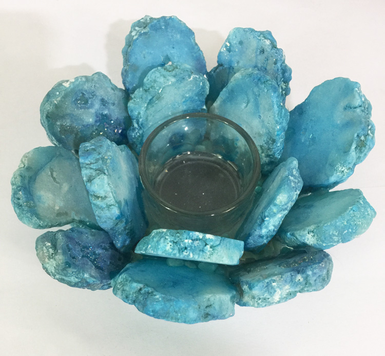 2017 красочные кристалл geode дешевый металлический подсвечник