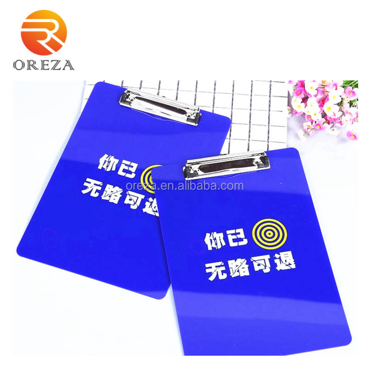 Factory 4*6 office Acrylic clipboard with metal clip