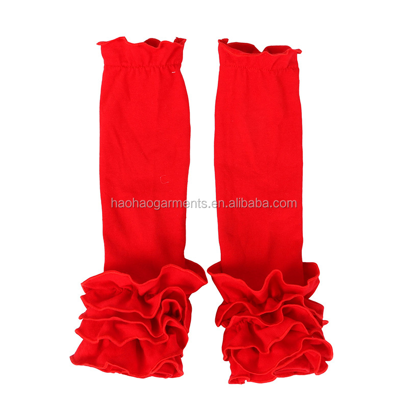 Wholesale Children Icing Leggings Cotton Red Baby Girl Ruffle Leg Warmers