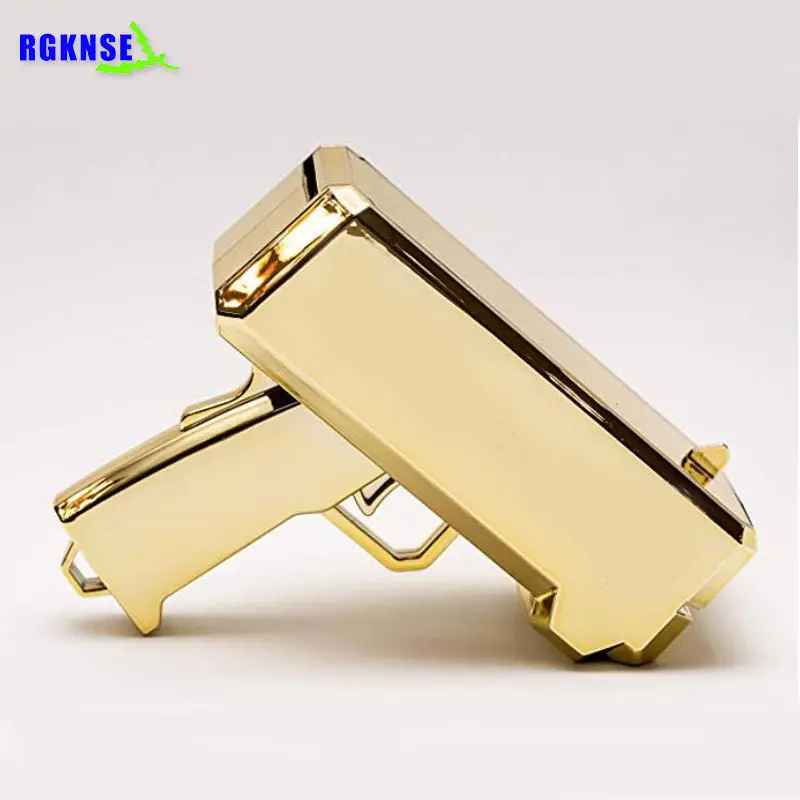 2019 Promotional Metallic Gold money Spray Gun, OEM LOGO & Color Cash Cannon Money Gun gold plated Chrome Gold money gun
