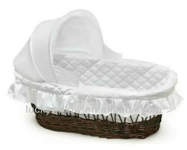 wicker moses baby basket with bedding