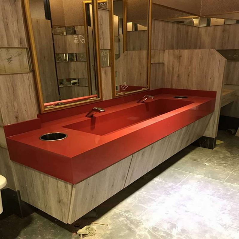 Home solid surface bathroom sink red acrylic hand wash basin for hotel