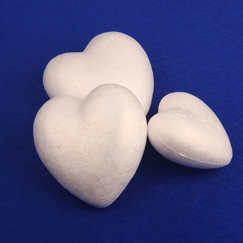 YIPAI White Modelling Craft Polystyrene Foam Heart Styrofoam Balls Christmas Wedding DIY Decoration Kids Craft Supplies