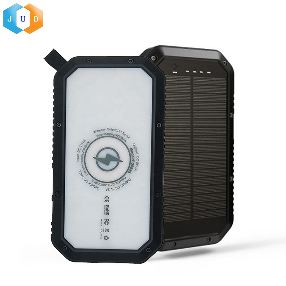 2019 инновационные JD-T19 3 порта USB зарядкой от солнца, водонепроницаемая, зарядное устройство 20000 мАч Wireless Power Bank QI портативное зарядное устройство от солнечной энергии Power Bank