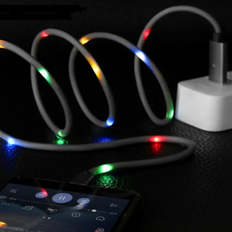 LED Music Voice Control Micro/type c Fast led Charging Cable usb data line