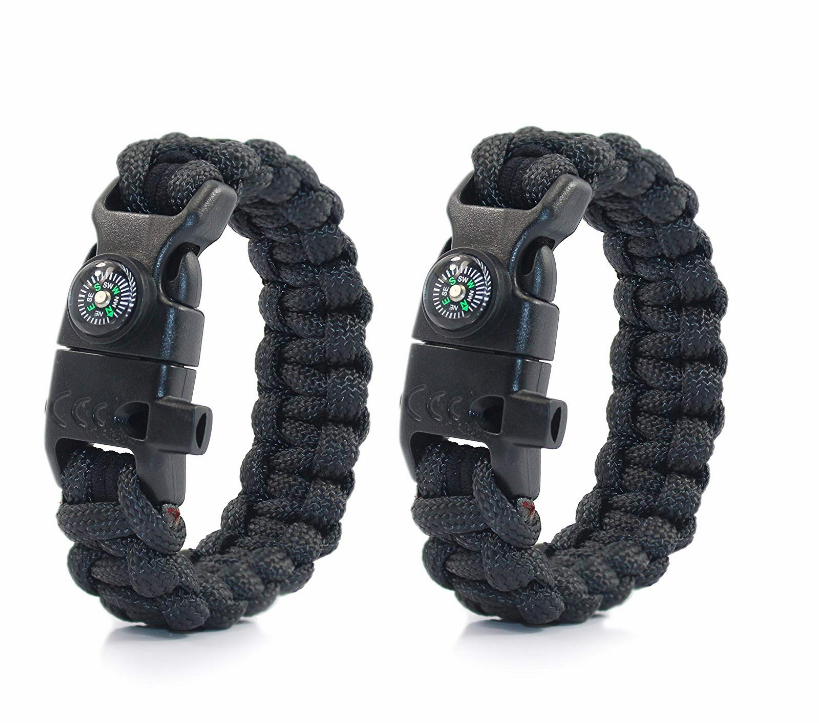 Paracord выживания браслет свисток Флинт скребок Fire Starter нападающий компас