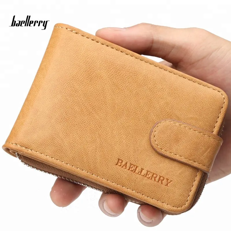 Baellerry Business Card Holder Male Purse Zipper Coin Wallet Men Money Clips