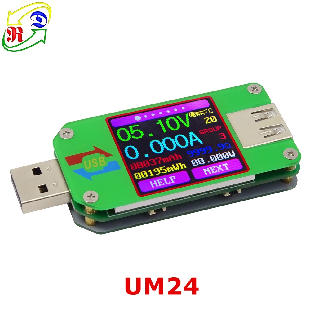 Цифровой вольтметр RD UM24 USB 2,0 с цветным ЖК-дисплеем, амперметр постоянного тока, мультиметр, кабель, тестер сопротивления, напряжения тока, USB