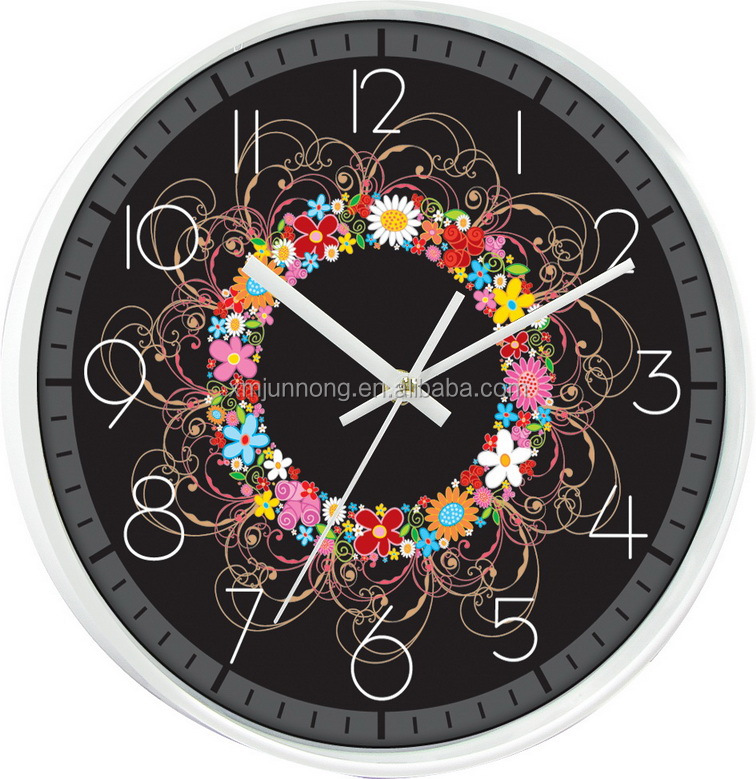 Round Wall Decorative Quartz Time Clock with Picture Background