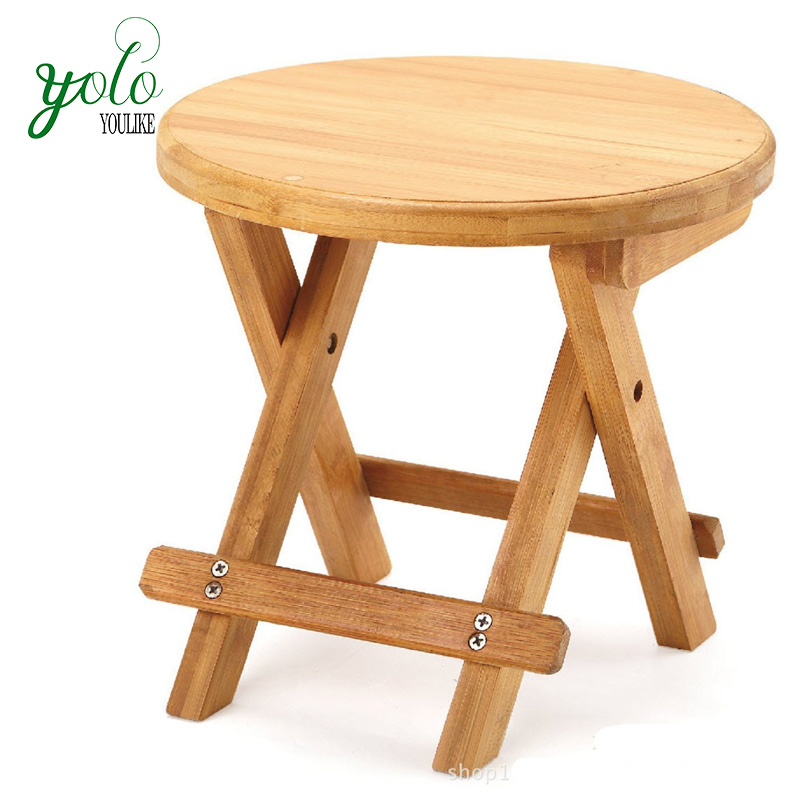 Многофункциональный складной Bamboo стул для рыбалки душ, сад и патио (круглый)