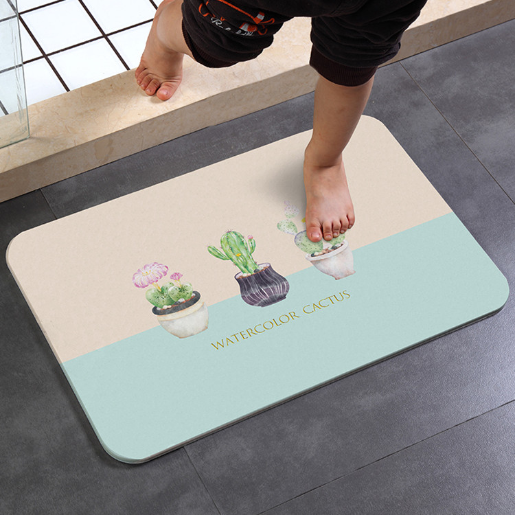 QJMAX High Quality Fashion Custom Design Printing Quick Dry Diatomite Mat Absorbent