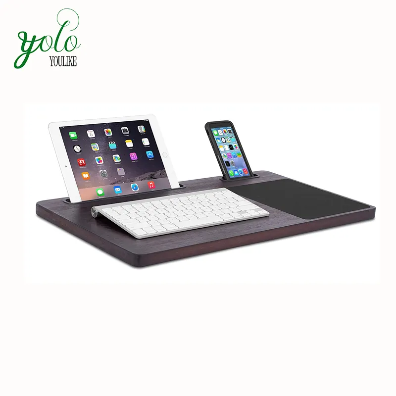 Multi Tasking Bed Tray, Bamboo Laptop Lap Desk Board with Tablet Phone Slot And Mouse Pad