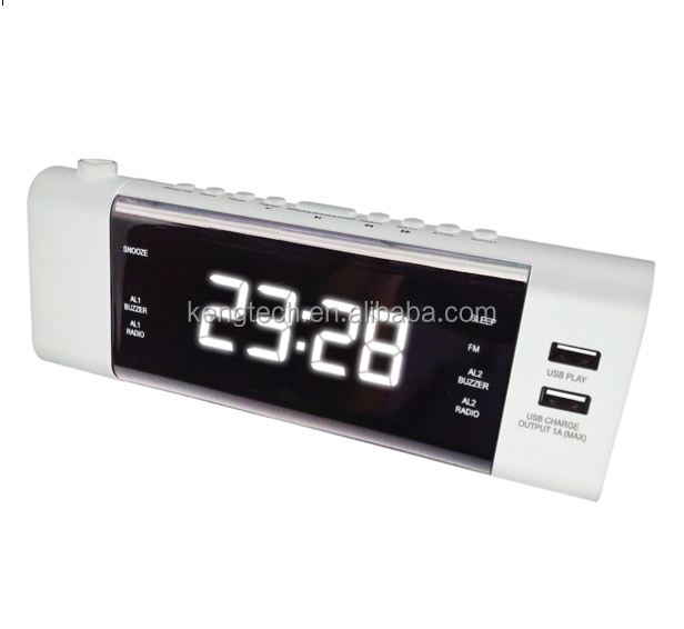 CT-3888 1.2"LED Display USB Phone Charger and USB Music Playback Dual Alarm Real time Synchronised Projection FM PLL Clock Radio