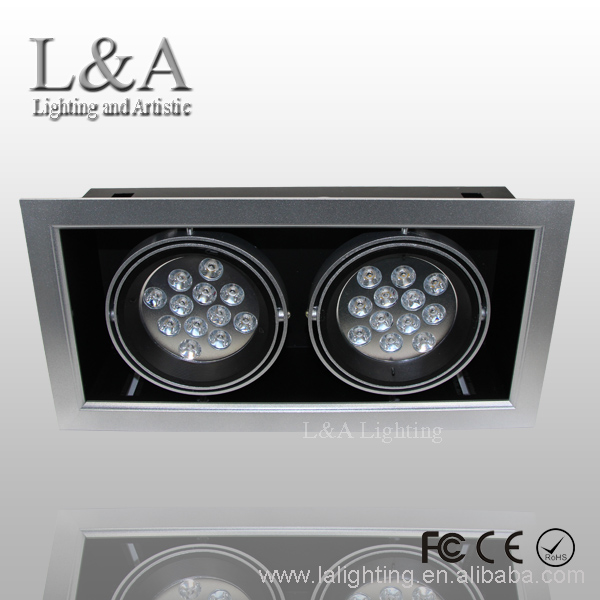 2013 Led литья решетка света 2*12 Вт песок серебро венчурный светильник