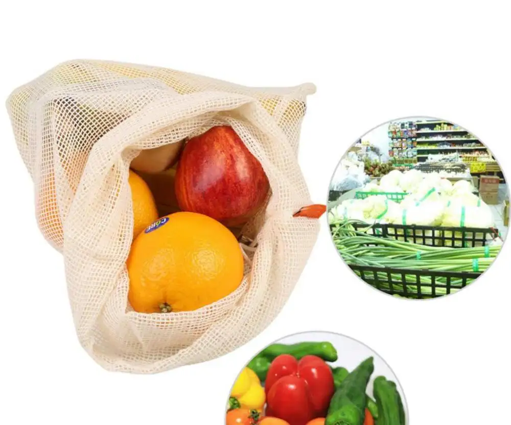Durable Custom Cotton Mesh Bag For Vegetables And Fruit