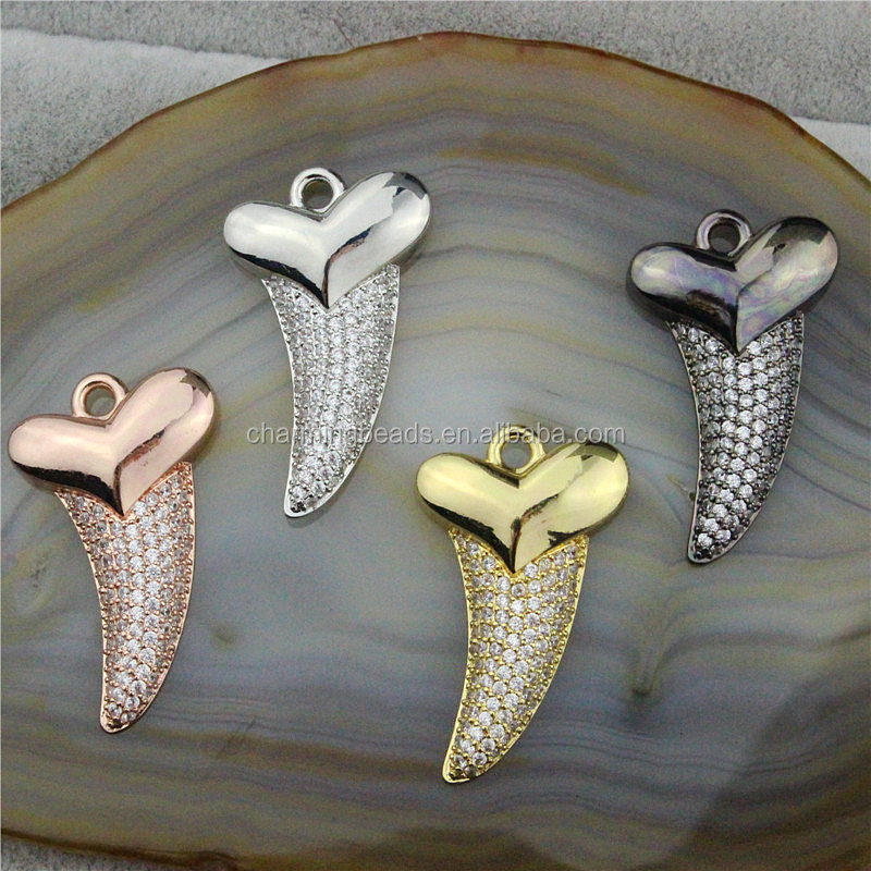CH-JAB0703 модные micro pave CZ кулон Шарм, CZ зубы акулы кулон, оптовая торговля CZ ювелирные изделия, ожерелье с подвеской
