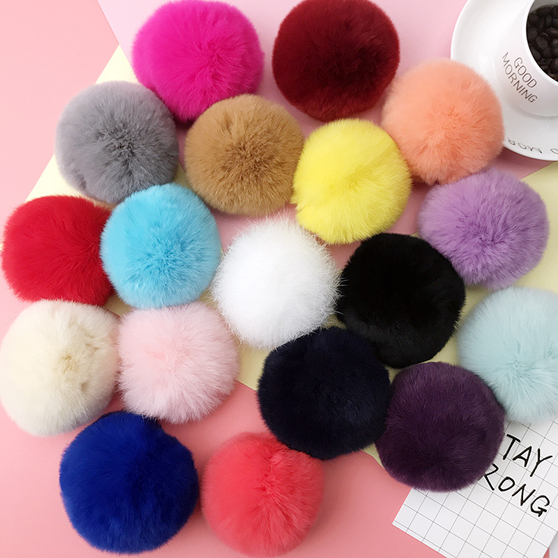 Tmq-199 2018 Factory wholesale dyed color fluffy and cute Rex rabbit pom pom fur ball