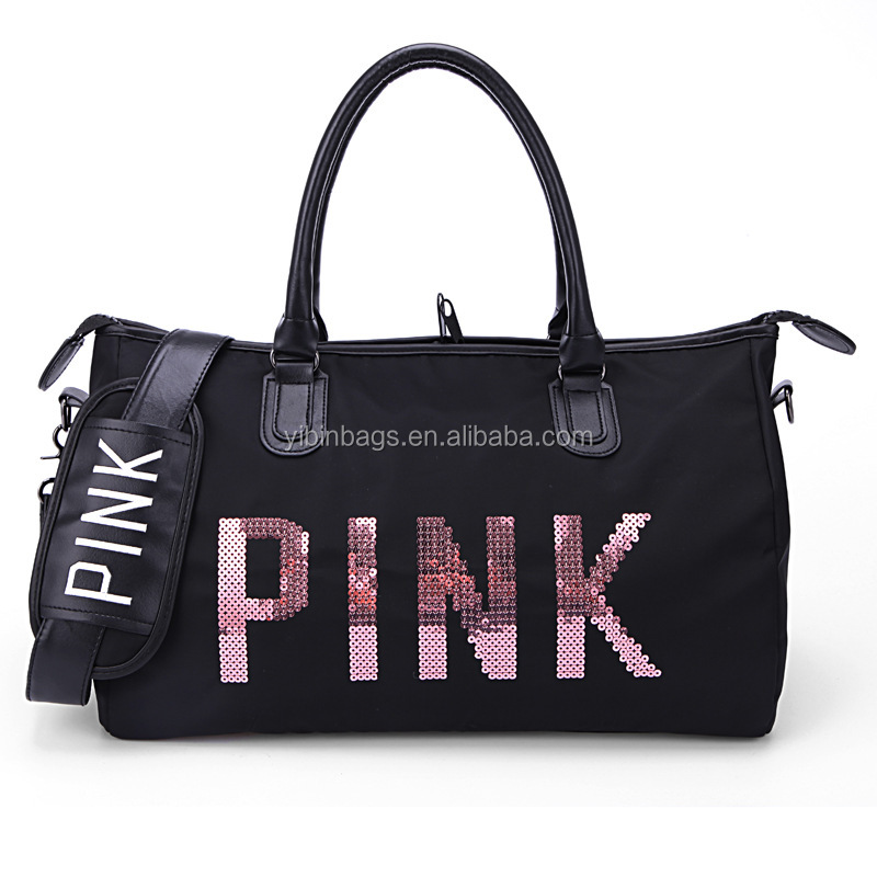 China 2019 new products Customized High Grade Weekend Travel Bag 600D Polyester pink duffle bag