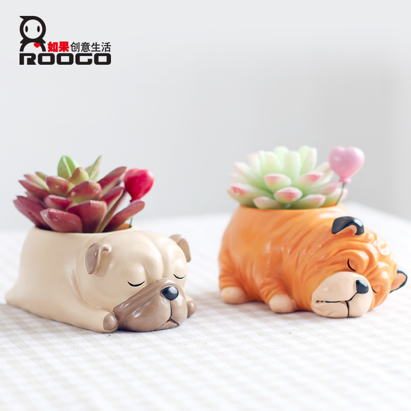 Цветочный горшок Roogo из смолы с разным дизайном для сна