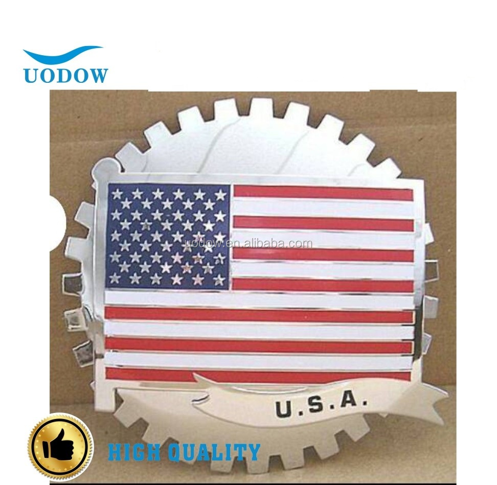 Chrome USA flag grille badge