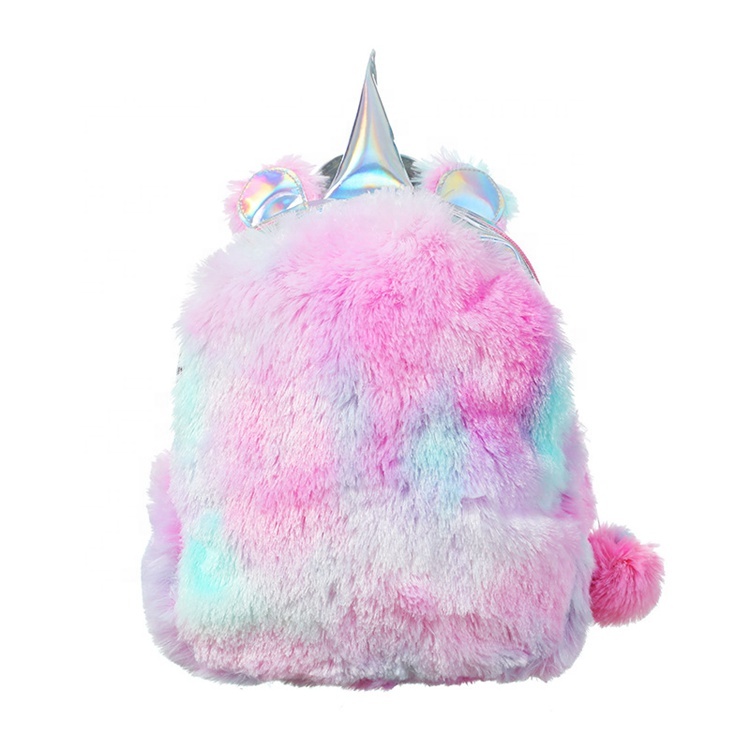 Heopono BSCI Factory Fashion Colorful Girls Cute PU Laser Nice Quality Preschool Unicorn School Bag Kids Plush Backpack