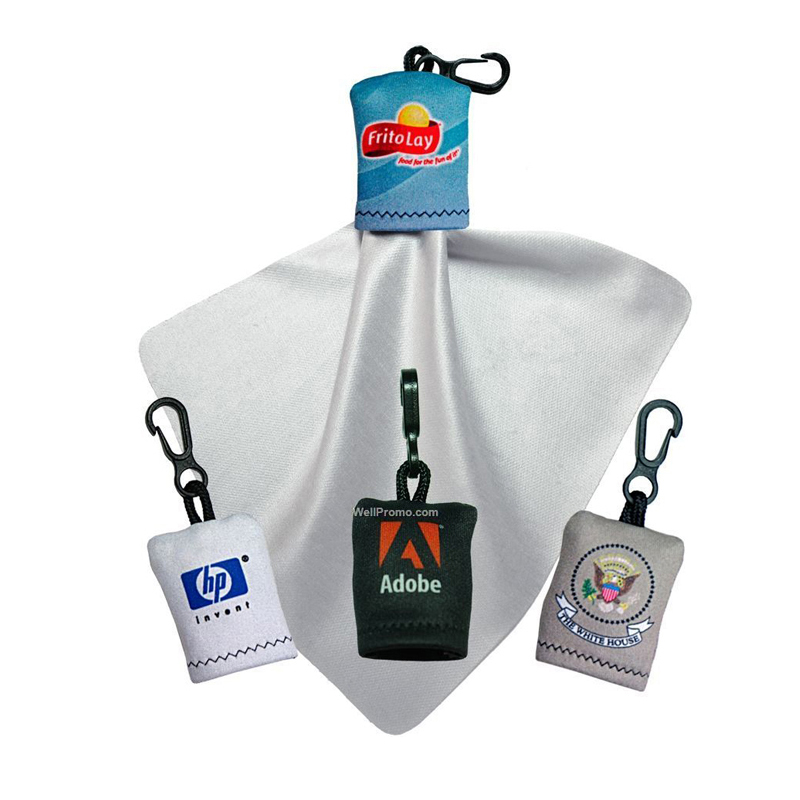Eco-friendly customized microfiber phone screen cleaning cloth pouch with clip