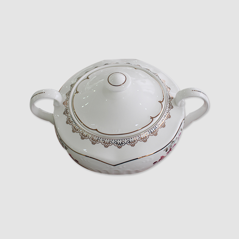 Tangshan Longchang high quality modern living fine porcelain ceramic bone china soup tureen