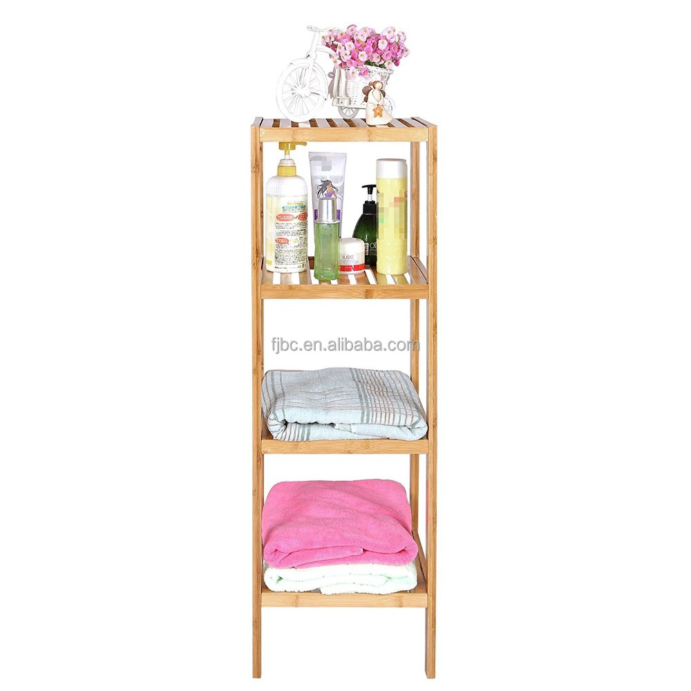 Four-Layer Easy To Assemble Bamboo-Made Towel Shelf/Organizer Bathroom Decor