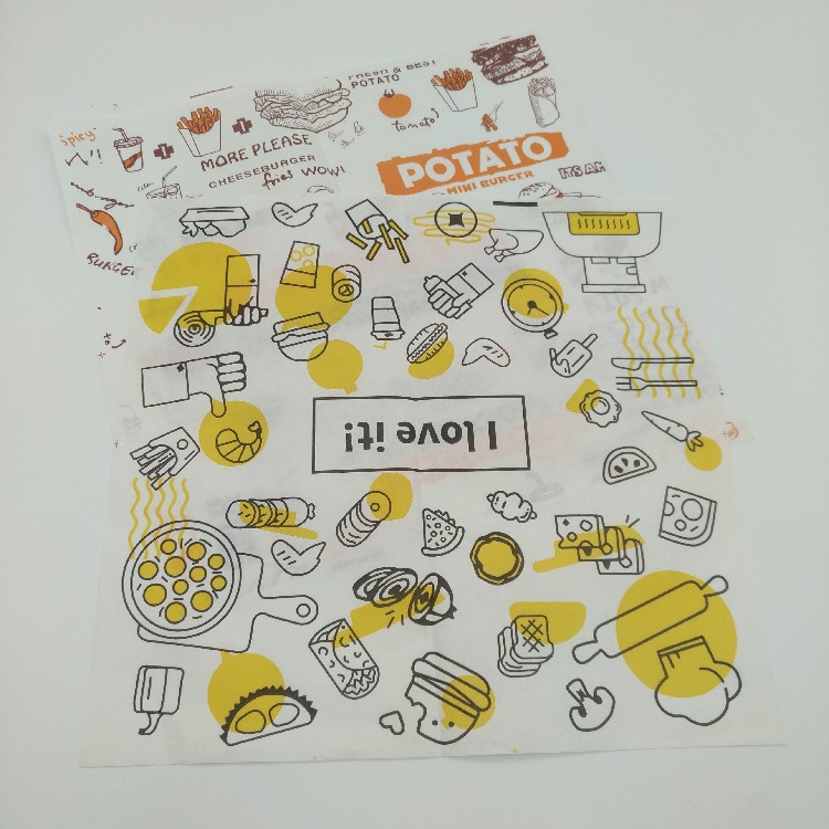 custom printed hamburger sandwich grease proof wrapping paper
