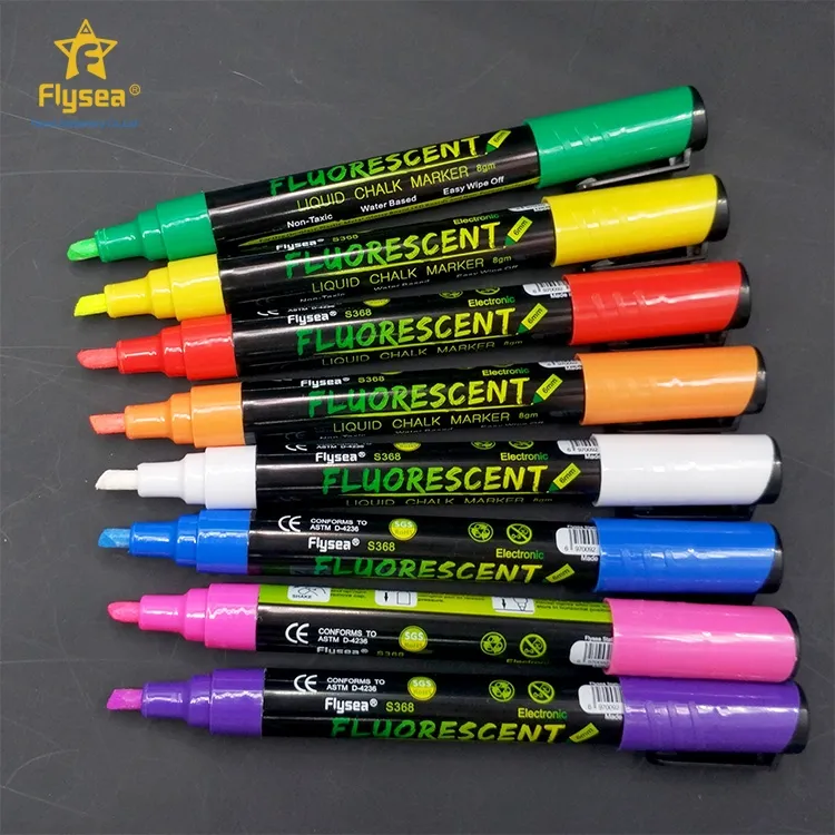 New style quality custom writing width fluorescent led colorful marker liquid chalk pen