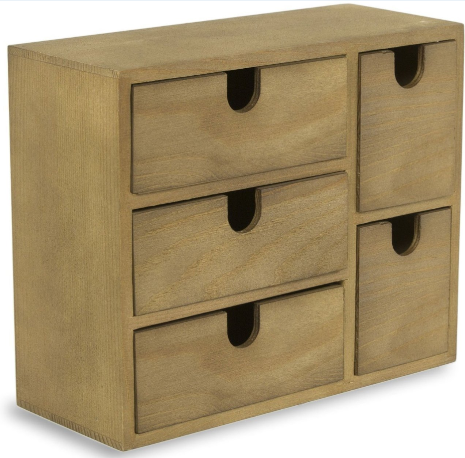 Stained Simple Home Tabletop Wooden Organizer Storage Cabinet With Drawers