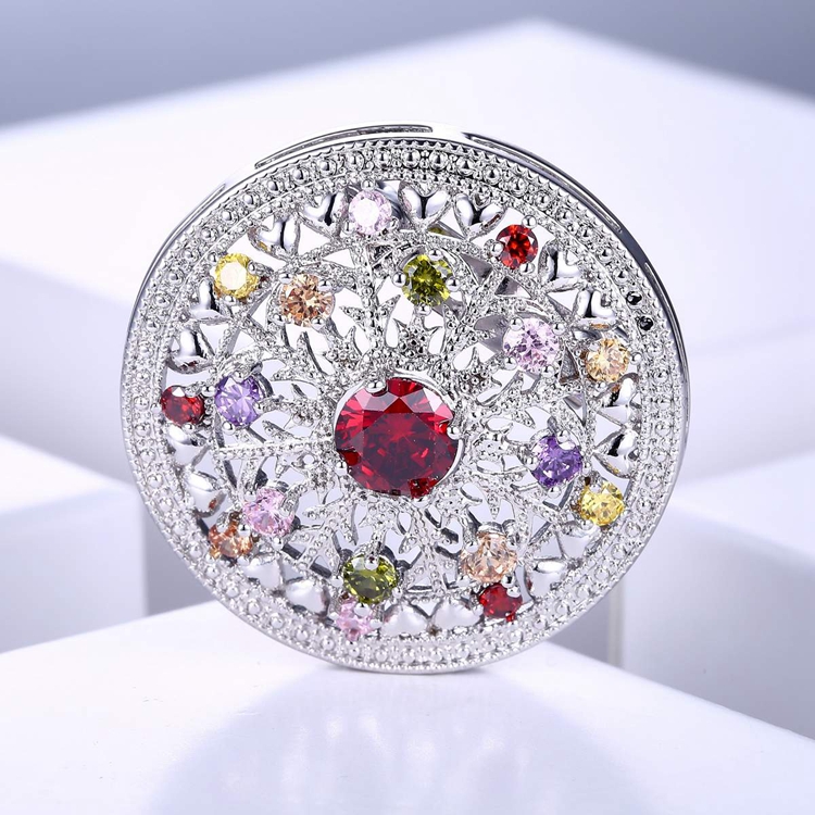 big round colourful cubic zircon magnetic brooch pin jewelry for girls