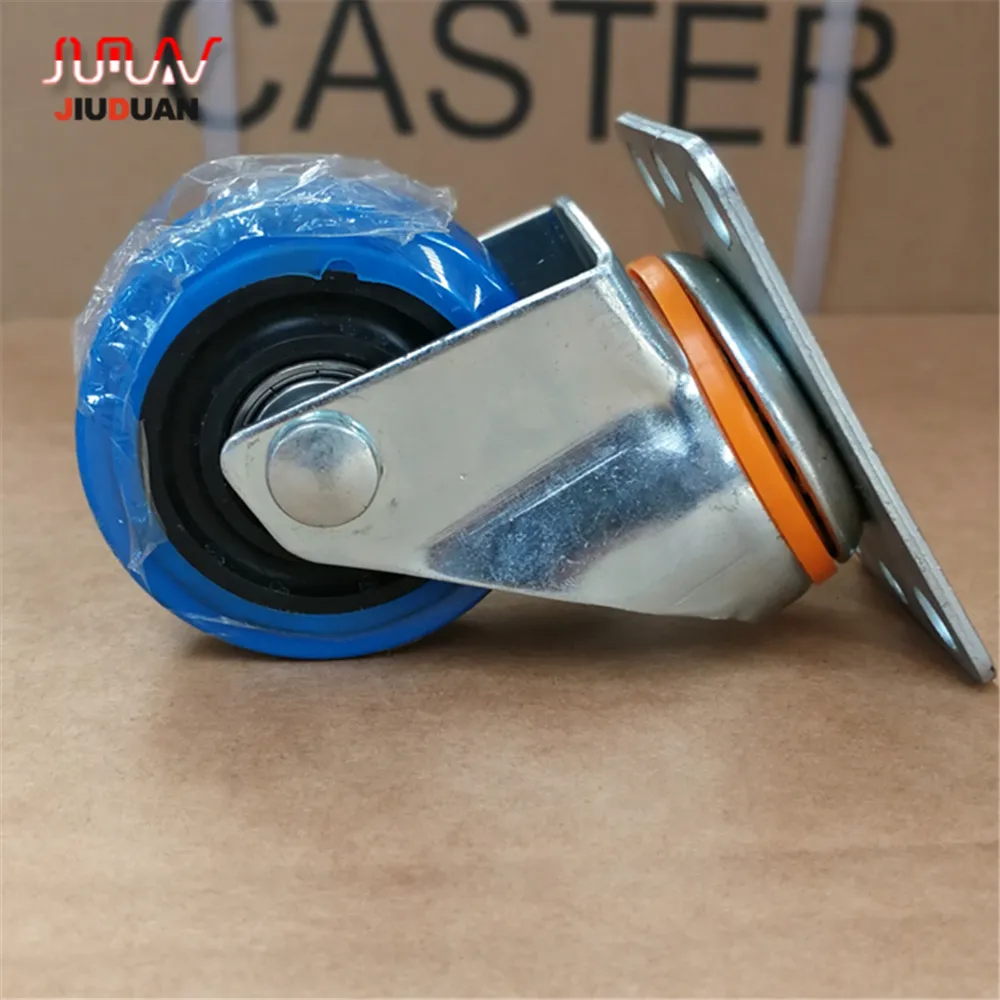 5 inch industrial Blue elastic TPR rubber swivel caster wheels with roller bearing