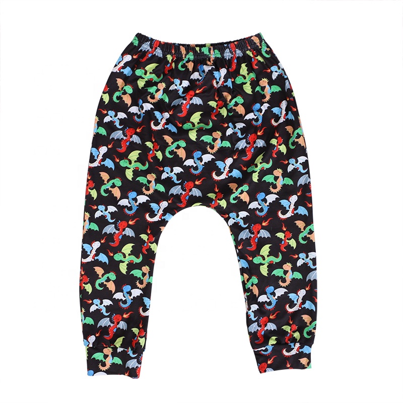 wholesales kids baby boys clothing flaming dragon cartoon print full length pants