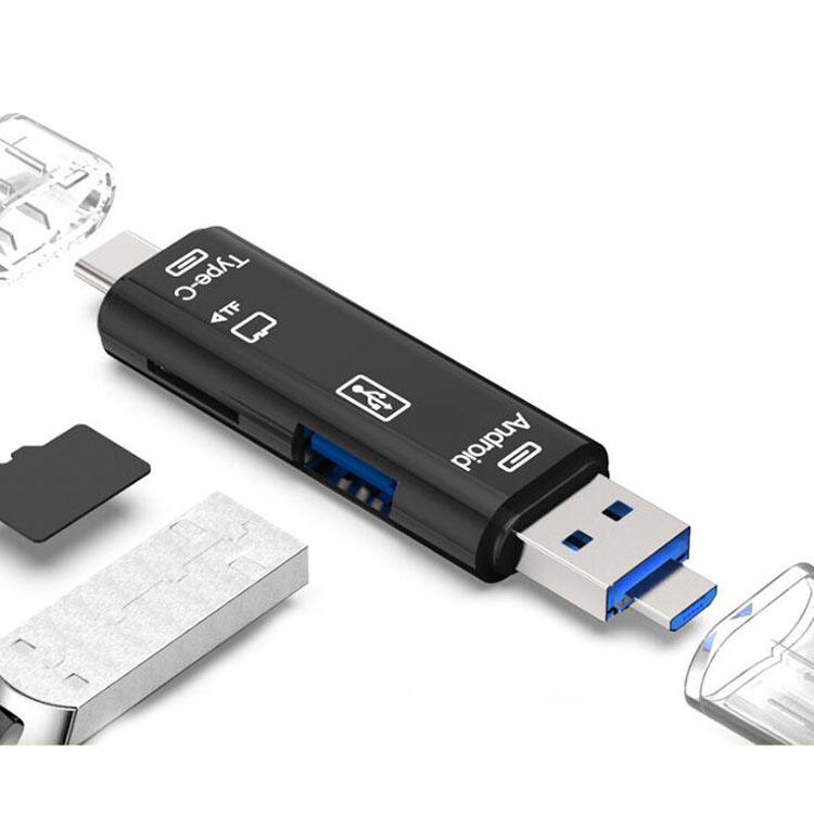 USB 2,0 устройство для чтения карт памяти 5 в 1, сверхскоростной кардридер TF, адаптер OTG, функция для компьютера, сотового телефона C0002