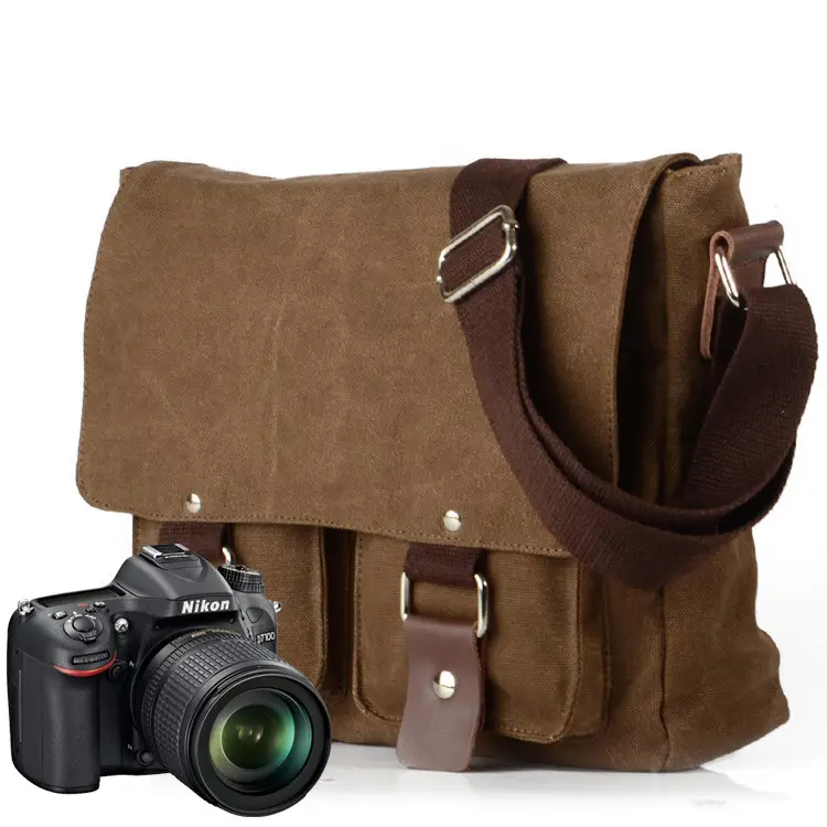 Waterproof leather laptop messenger bag dslr camera bag canvas shoulder bags