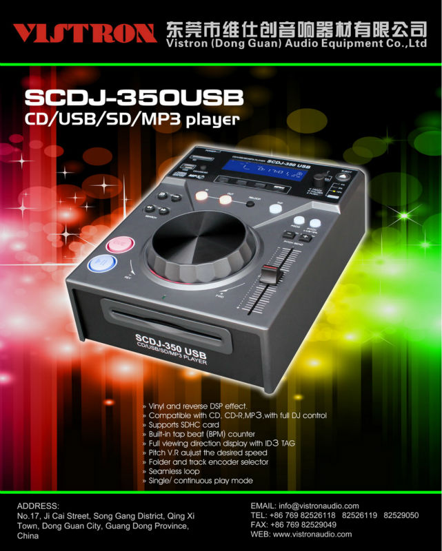 SCDJ-350USB Профессиональный сертификат СЕ анти-шок слот CD USB ​​SD DJ плеер