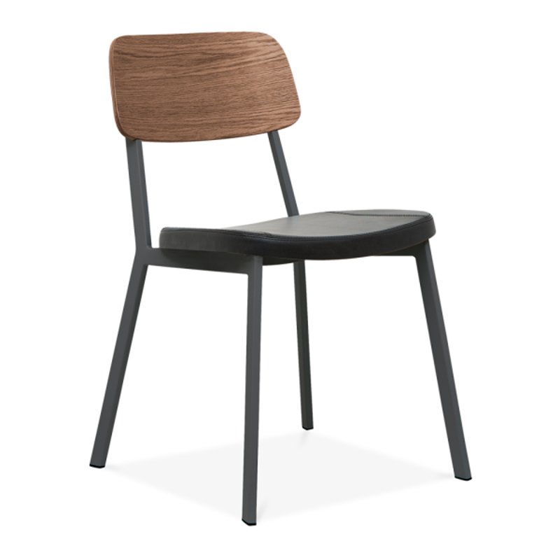 Stacking Leather Cafe Dining Chair, Metal Chair For Restaurant