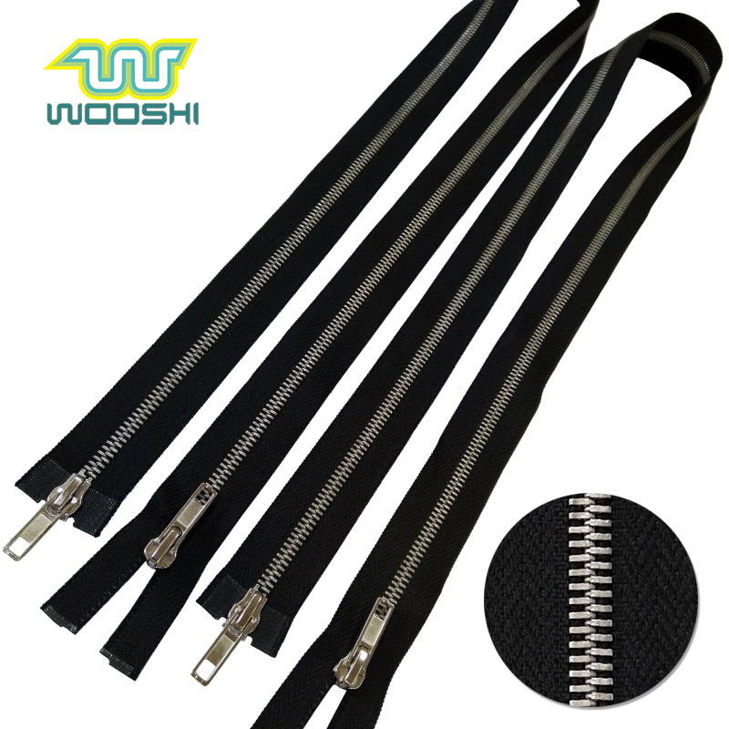 Metal zip factory wholesale No.5 polish matt nickel metal zipper for leather hangbag messenger Bag