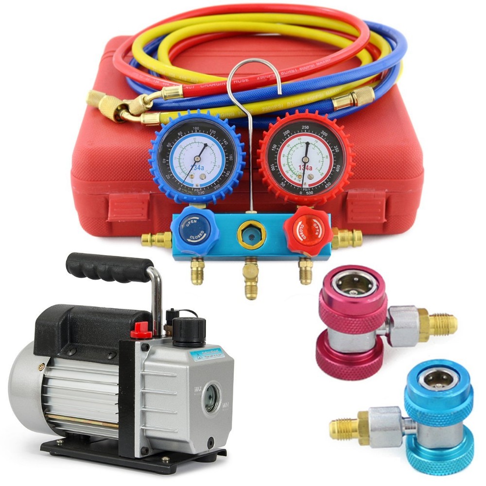 Вакуумный насос HVAC 5cfm, набор инструментов для охлаждения, шрам, переменный ток, коллектор gaugeR134A R410A