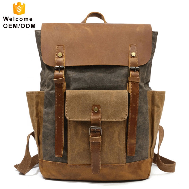 Высококачественный Прочный Рюкзак Mochila, настоящий рюкзак, водонепроницаемый рюкзак для ноутбука на заказ, винтажный вощеный тканевый рюкзак для женщин