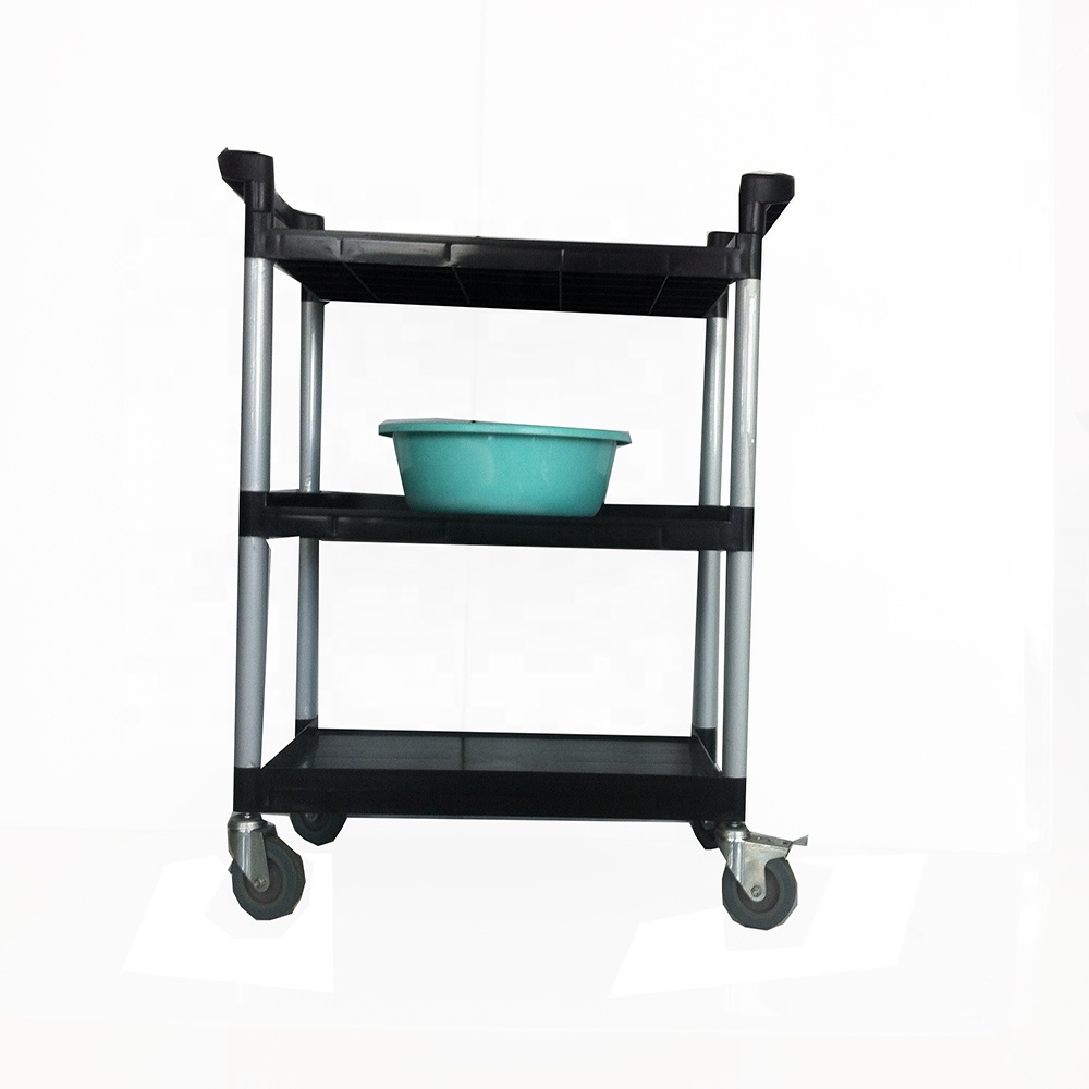 Kitchen Service Plastic Collecting Tool Cart WIth 3 Layers