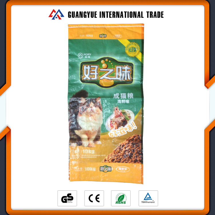 Guangyue Низкая Цена ПП Тканые Ламинированные 10 КГ Взрослых Кошачью Еду В Упаковке Bag