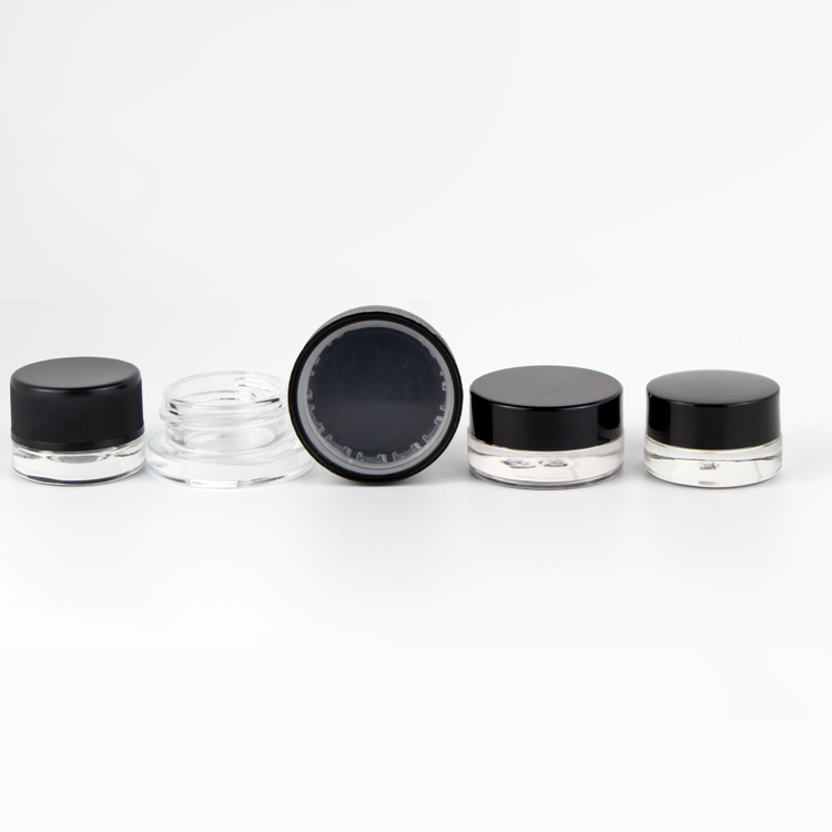 Small 5ml 7ml black uv wax child proof concentrates glass jar childproof glass container with child resistant lid